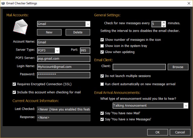 邮件检查器设置
